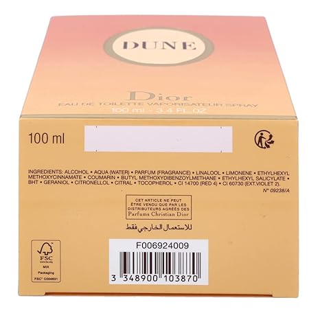 Dior Dune Eau De Toilette For Women, 3.4 Ounce