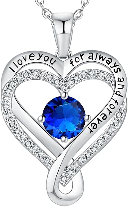 Jewelry for Women Wife Infinity Heart Birthstone I Love You Necklace for Women