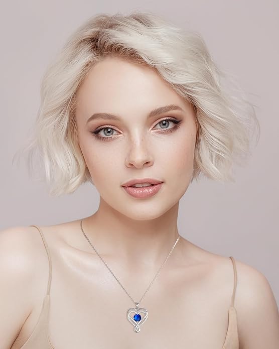 Jewelry for Women Wife Infinity Heart Birthstone I Love You Necklace for Women