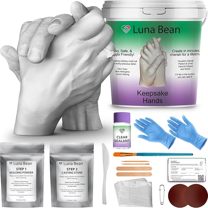 Anniversary for Couple Gift, Mothers Day Gifts, Gifts for Women Men Mom, Hand Molding Kit