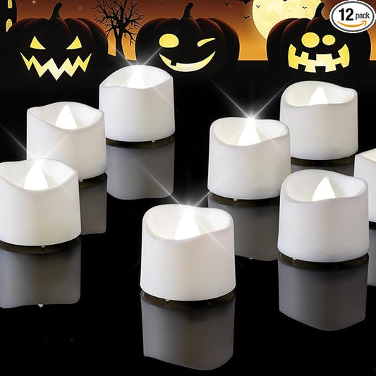 Homemory Pure White Flameless LED Tea Lights Candles, 200+Hour Battery Operated Fake Electric Votive Candles TeaLights for Christmas, DIY Mood Lighting, Party, Holiday, Funeral, Home Decor, 12-Pack